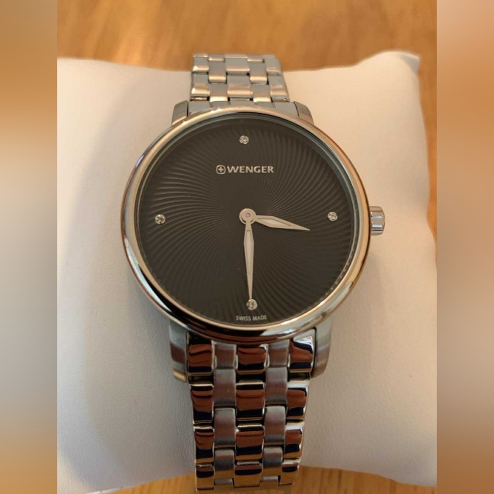NWT IKEA Exclusive Wenger Silver And Black Water Resistant Swiss Made Watch